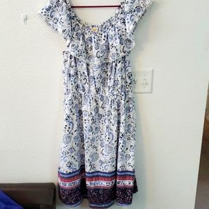 Floral Bohemian Midi Dress, Large